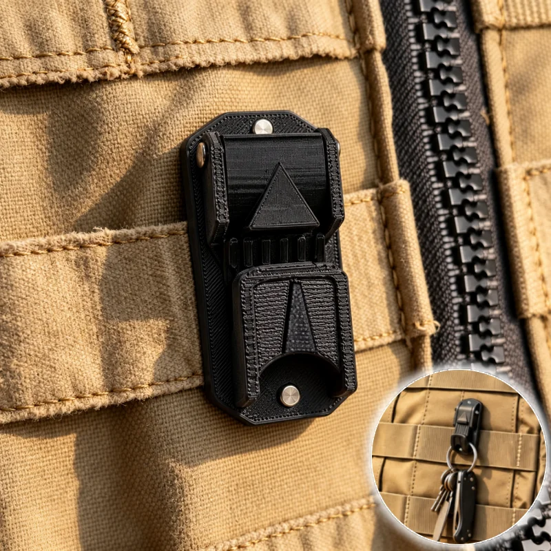 1pc-3D-Printed Tactical MOLLE Keychain – Features Quick-Release Safety Buckle and Key Ring; Suitable for Backpacks and Belts