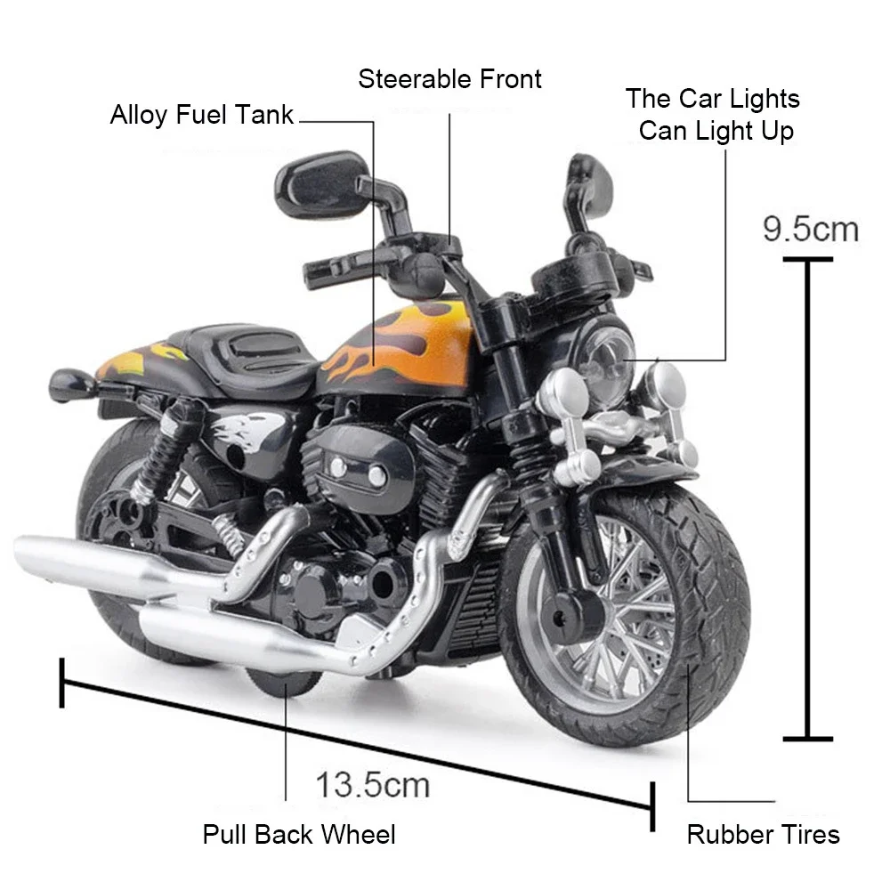 Mini modèle de moto en métal pour enfants, jouet en caoutchouc souple, jouet de bricolage, cadeau d'anniversaire, 1/14