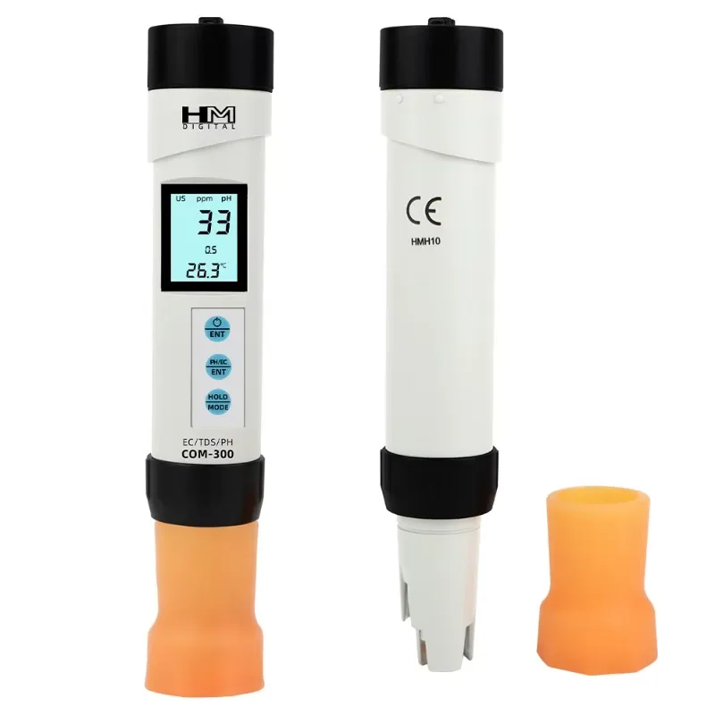COM-300 Water Quality Digital Measurement Tools 4 in 1 TDS EC Temp PH Meter for Waterproof Testing Device