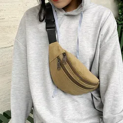 Casual Canvas Waist Bag Unisex Functional Waist Bag Mobile Phone Bag Men and Women Convenient Belt Banana Bag Fanny Pack Men