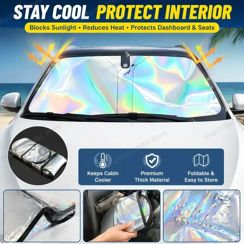 

For Audi Q7 2005–2026 Foldable Windshield Sun Shade UV Protection Reflective Car Sunshade Interior Accessory Heat Blocking