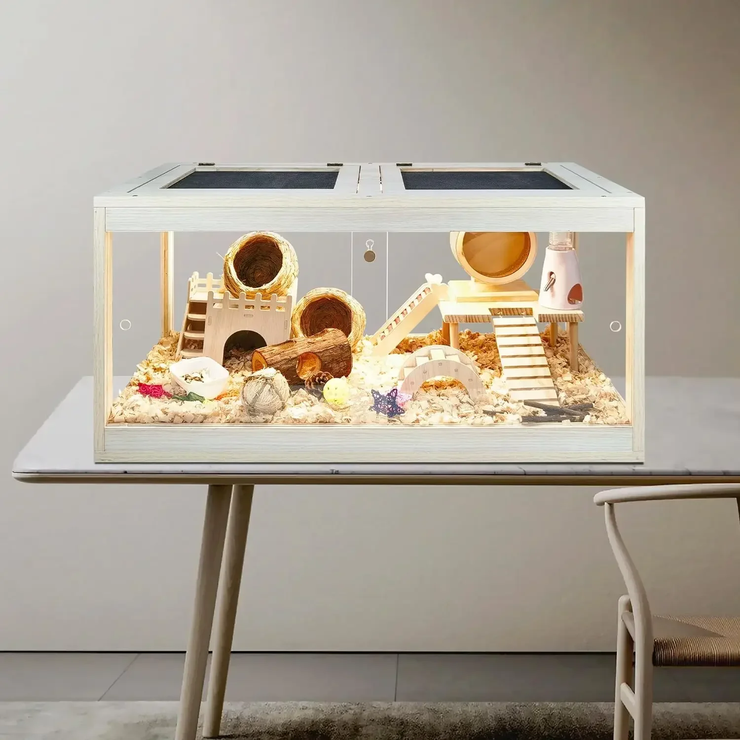 Mice And Rat Habitat Openable Top With Acrylic Sheets Solid Built Wooden Hamster Cage