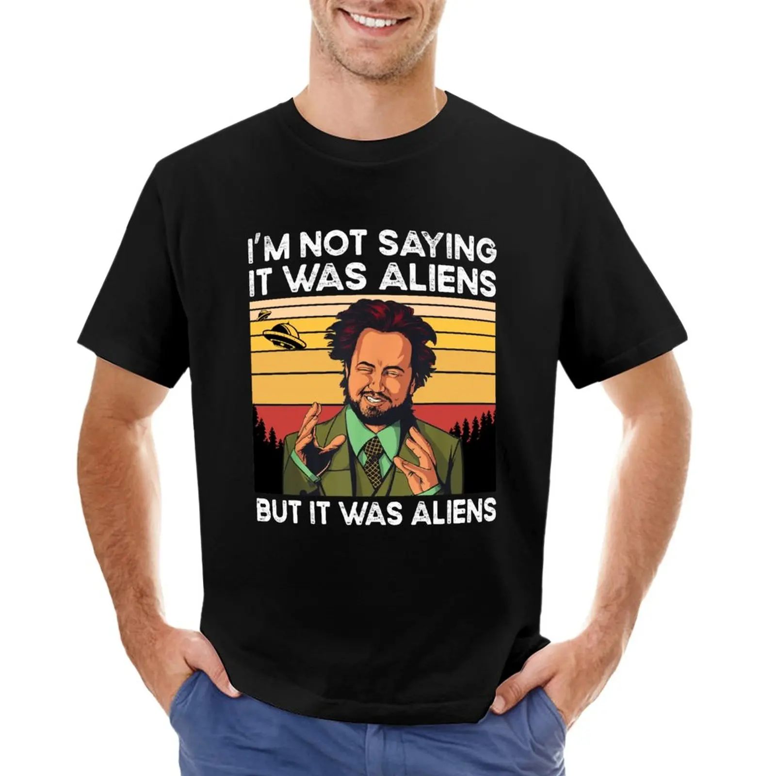 

Giorgio tsoukalos aliens T-Shirt black t shirt summer top clothes for men