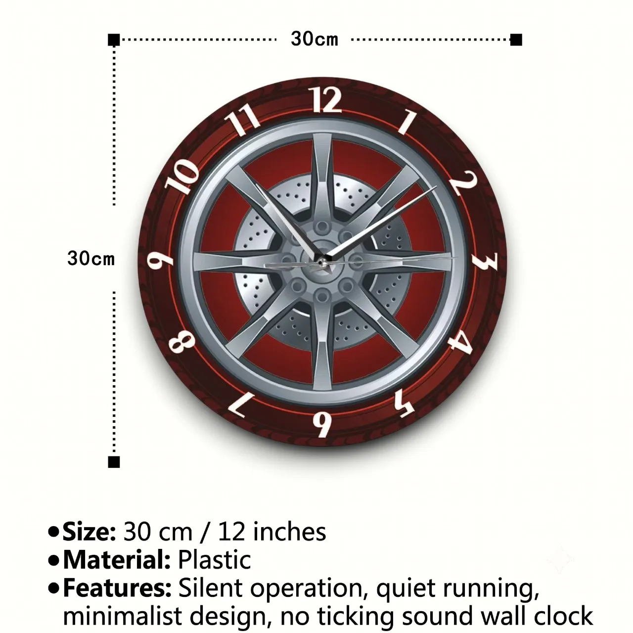 Modern Car Wheel Rim Wall Clock Silent Quartz Watch Tyre Brake Disc Design Garage Man Cave Living Room Decor Gift for Car Enthus