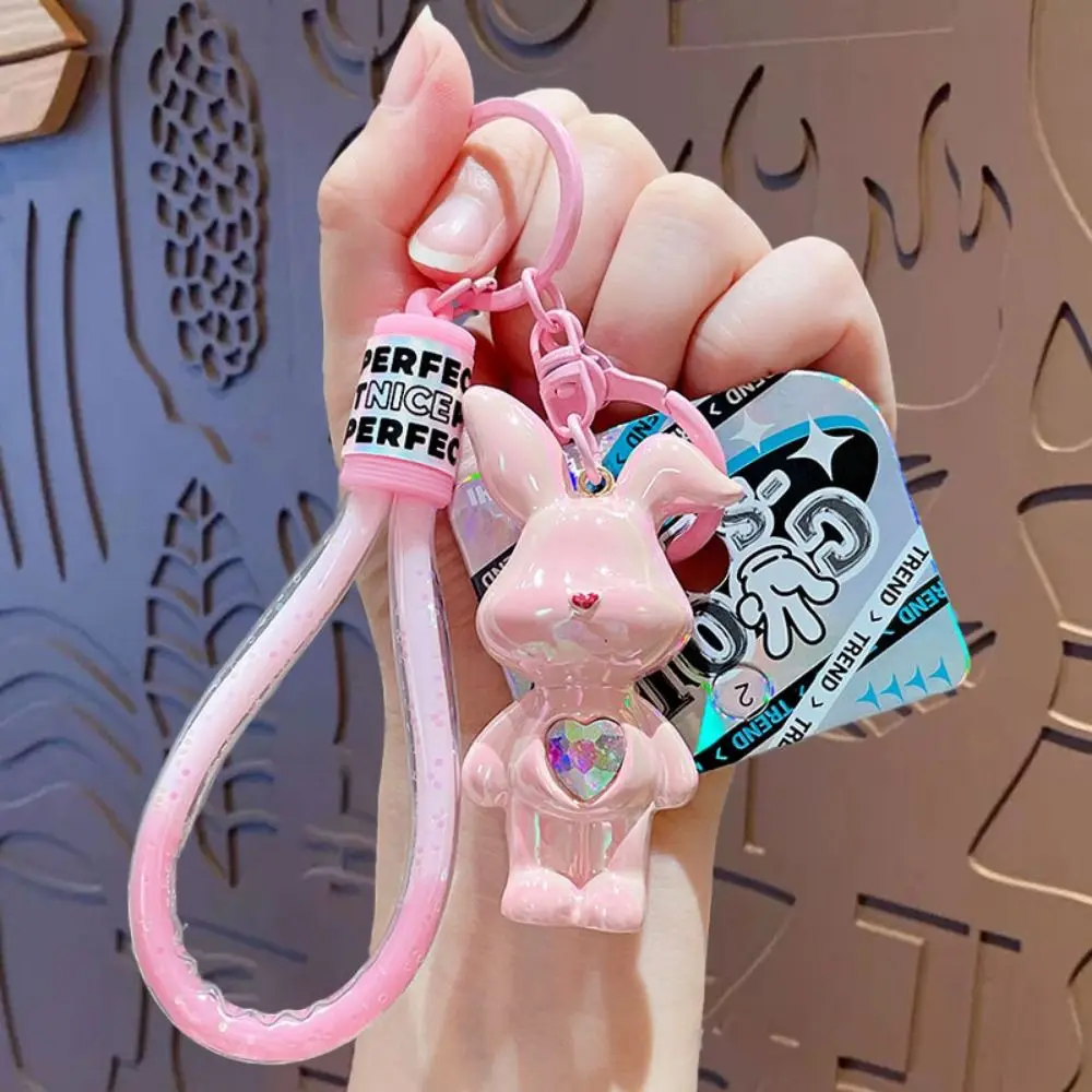 Fashion Popular Folding Ear Rabbit Key Chain Exquisite Creative Cute Bunny Doll Pendant PVC Cartoon Car Key Ring Car Key