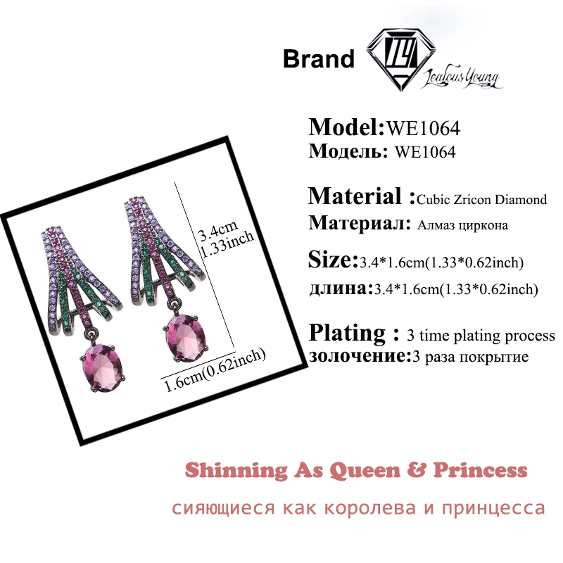 Fashion Gold Color Cubic Zircon Chandelier Drop Earrings for Women with Shining Zirconia Dangle Earrings Wedding Jewelry Gift