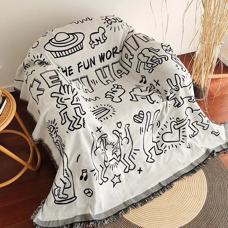 غطاء أريكة بوهيمي أمريكي قديم - قطعة واحدة تغطية كاملة عتيقة للكرسي الفردي والمقعد العثماني