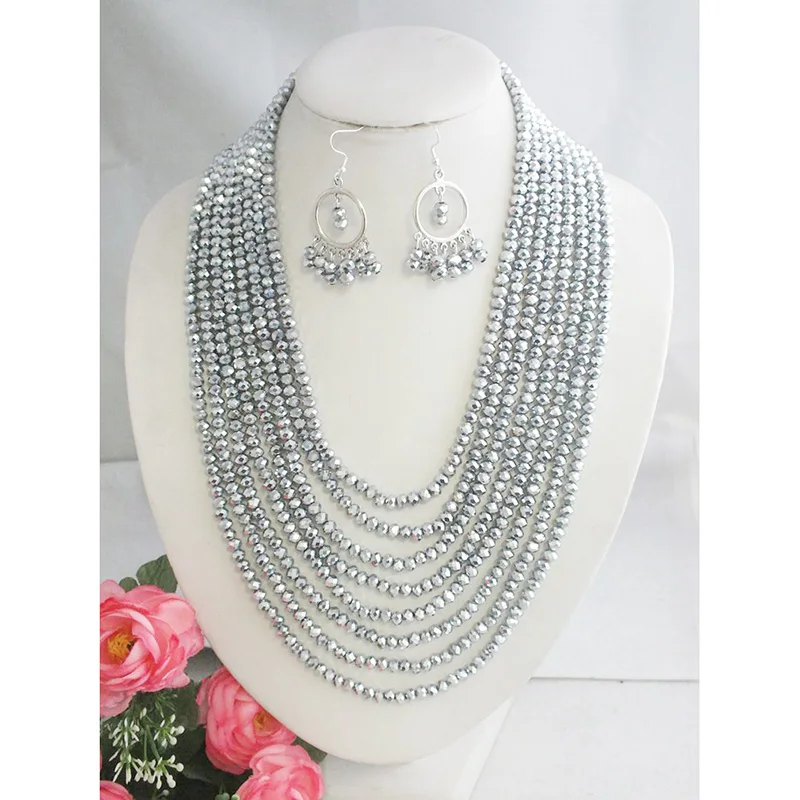 

2021New Fashion Nigerian Wedding Crystal Beads Jewelry Set