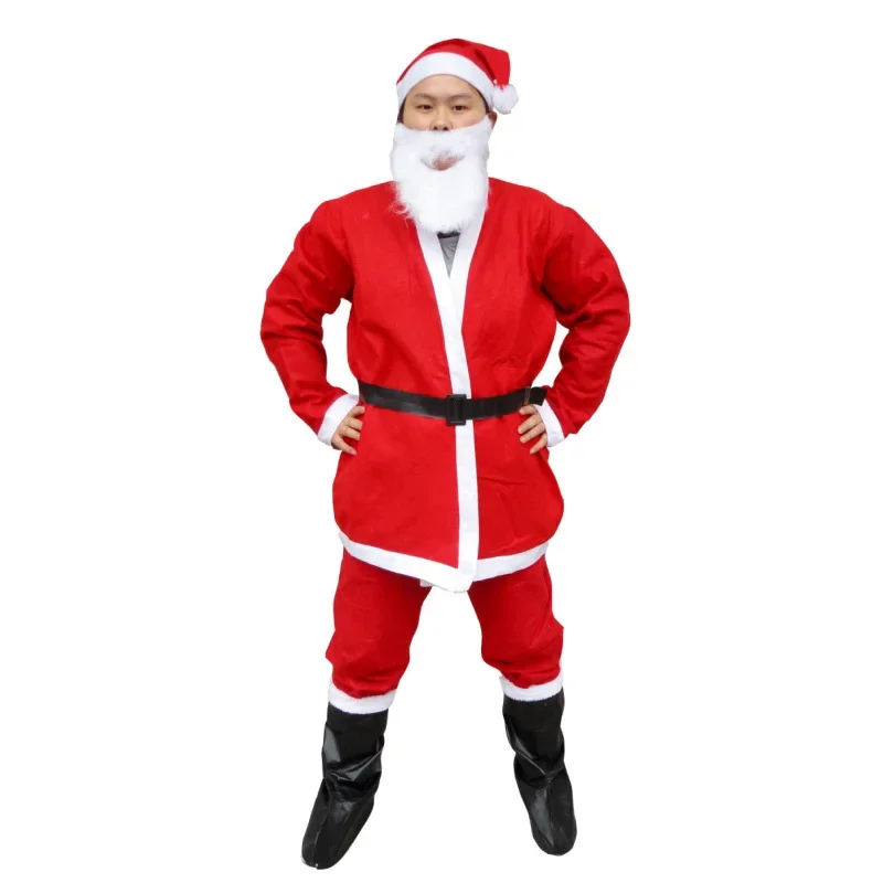 عيد الميلاد الكبار زي الأحمر سانتا كلوز البدلة غير المنسوجة النسيج غير مكلفة بالجملة الكبار تأثيري الملابس من الصين #1