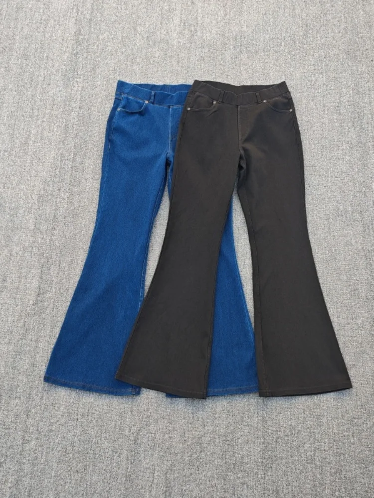 

Джинсы женские с высокой талией, эластичные, трикотажные, для йоги, облегающие, расклешенные, больших размеров, весна-осень-зима