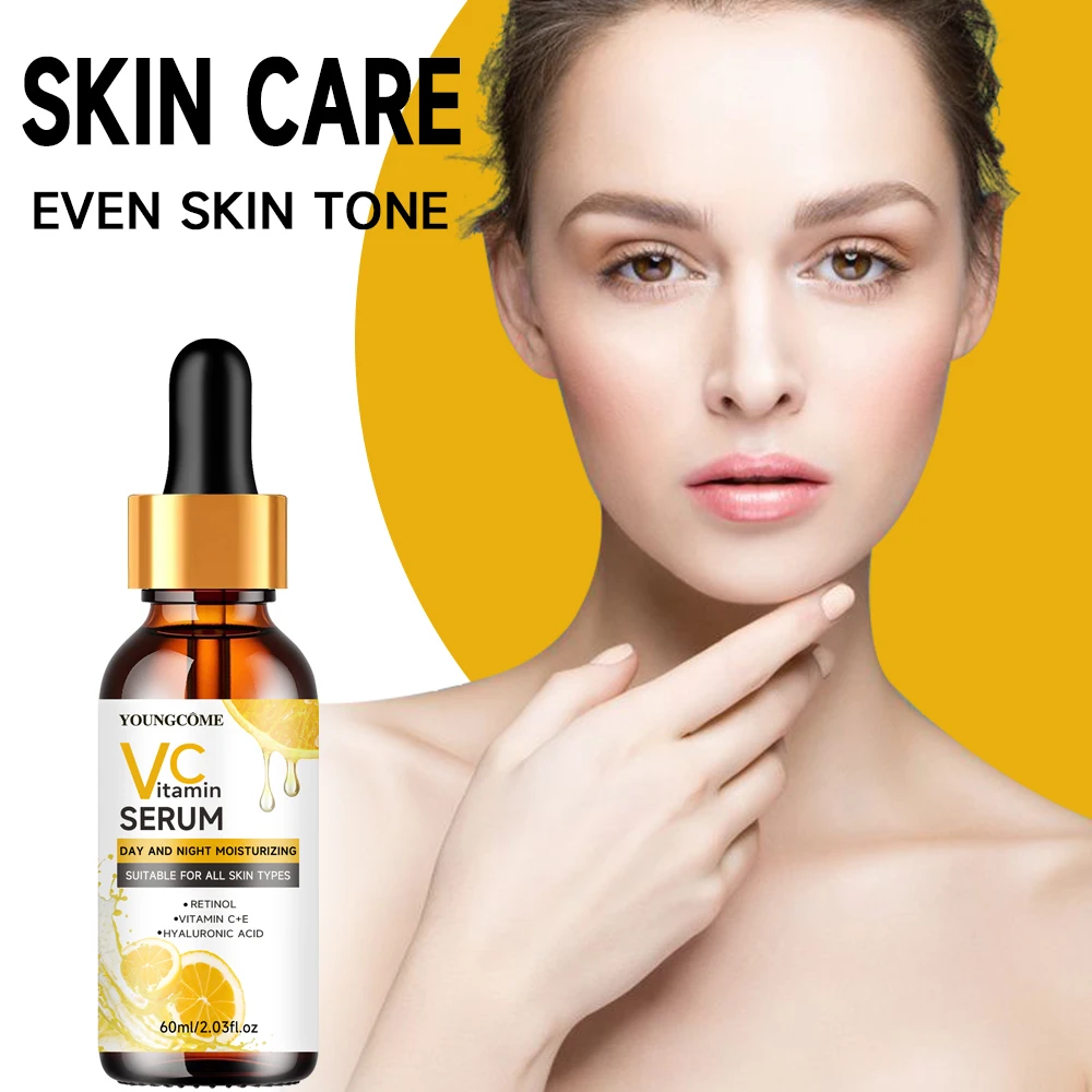 YOUNGCOME Soro facial dia e noite com vitamina C + E e retinol com ácido hialurônico - todos os tipos de pele Essência facial hidratante