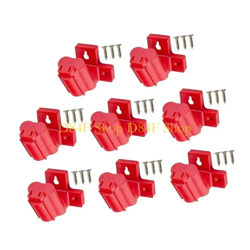 D84F 4/8Pcs Wall Mount Angled Power Tool Holder Rack for 12V Drill Hanger Battery Tool Storage Shelf with Screws