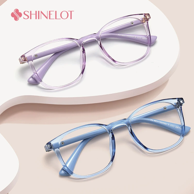 

97788 Anti-Blue Light Glasses for Kids Cute Silicone Frame Eyeglasses Clear Lens Girl Boy Reading Children Safety Eyewear