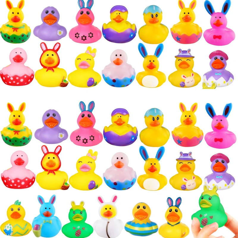 24/48PC Easter Party Favors Rubber Ducks Bath Toys Assorted Duckies for Kids Easter Egg Hunting Goodie Bag Fillers Easter Party