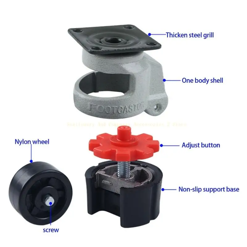 Heavy Duty Leveling Caster Screw Adjustable Nylon Rotatable Wheel Industrial
