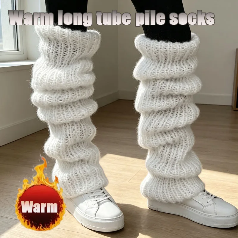 1-4Pairs Mohair Wool Blend Mid Calf Slouch Socks Soft Breathable Y2K Stacked Crew Socks for Women Daily Outfit