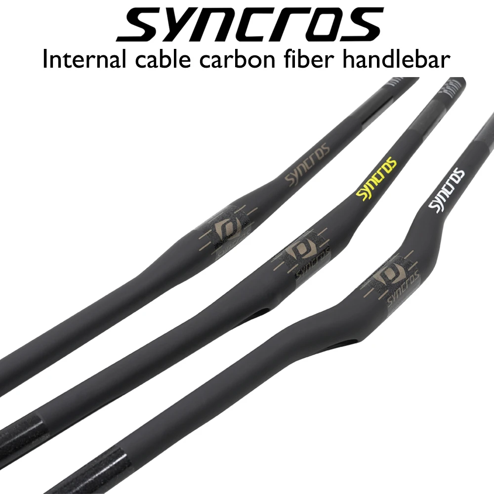 

SYNCROS MTB Bicycle Carbon Handlebar 31.8*740-780mm Matte Black Handlebars For Mountain Bike Accessories, Internal Cable Routing