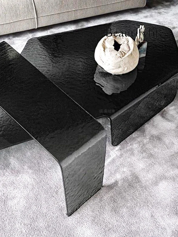 N44 Acrylic coffee table transparent living room special-shaped creative irregular villa Italian water ripple crystal edge table