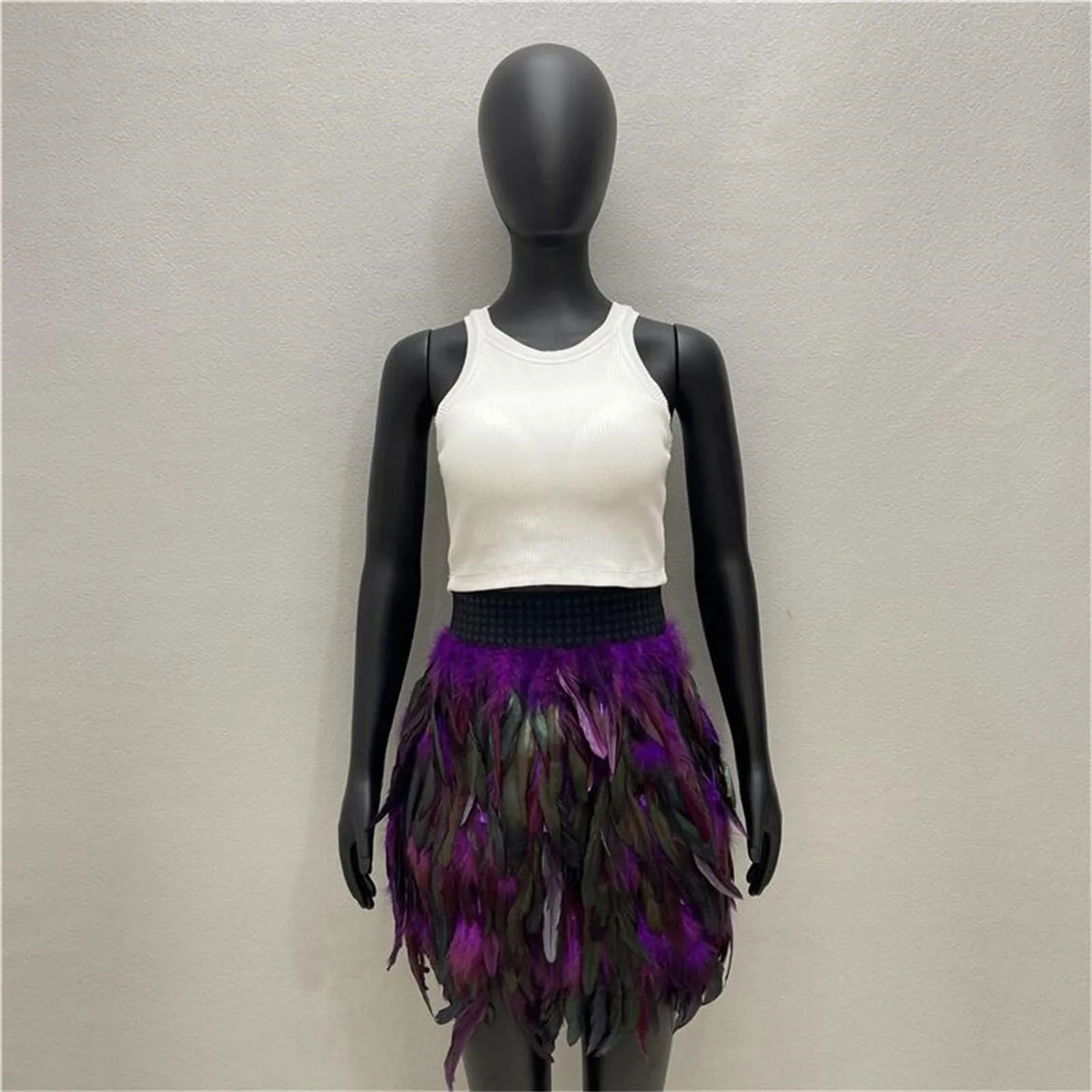 Women's Feather Masquerade Stage Costume Performance Skirt