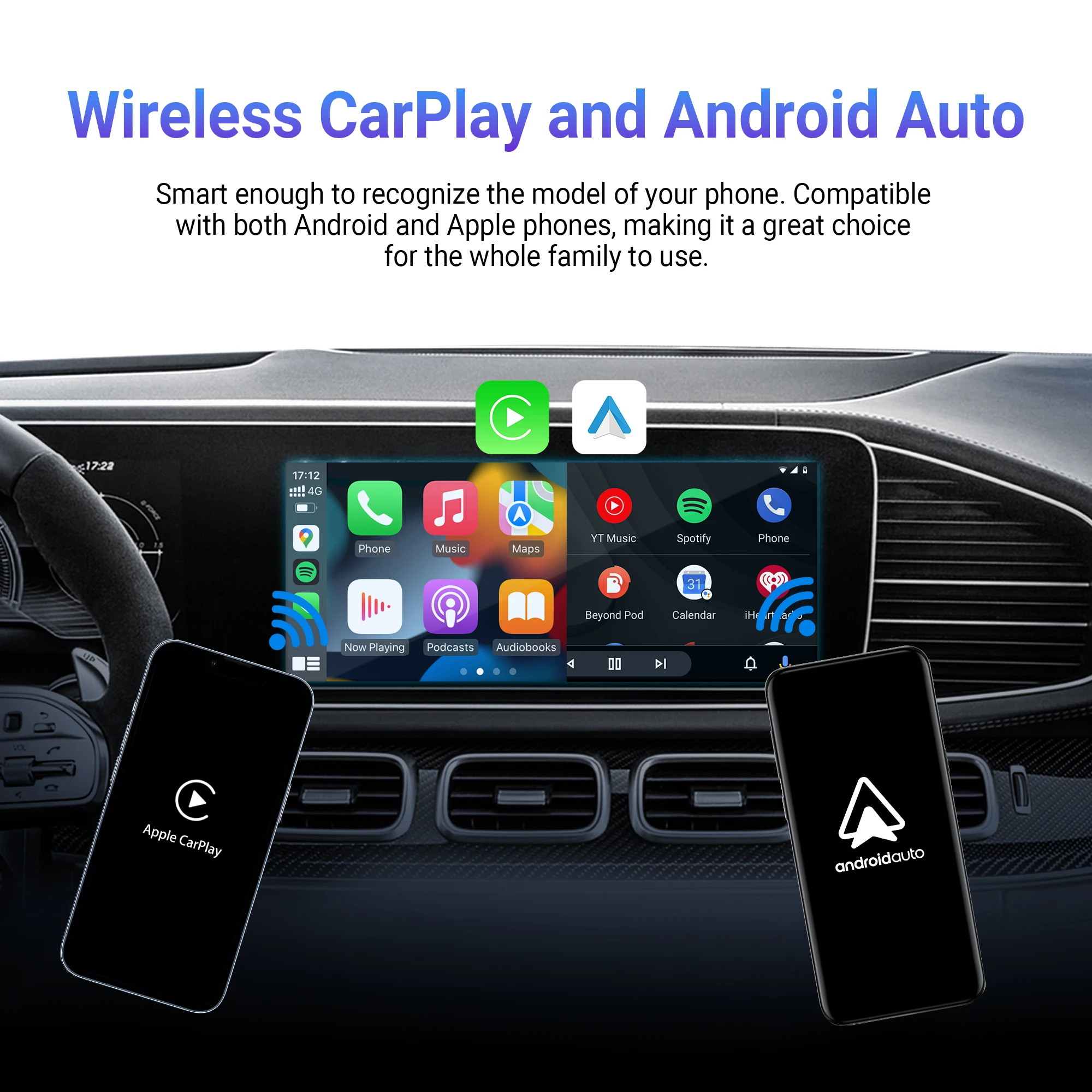 Мультимедийная коробка, беспроводной адаптер CarPlay Android Auto для Youtuber Net flix IPTV, Bluetooth, автомобильные аксессуары для Benz VW Ford