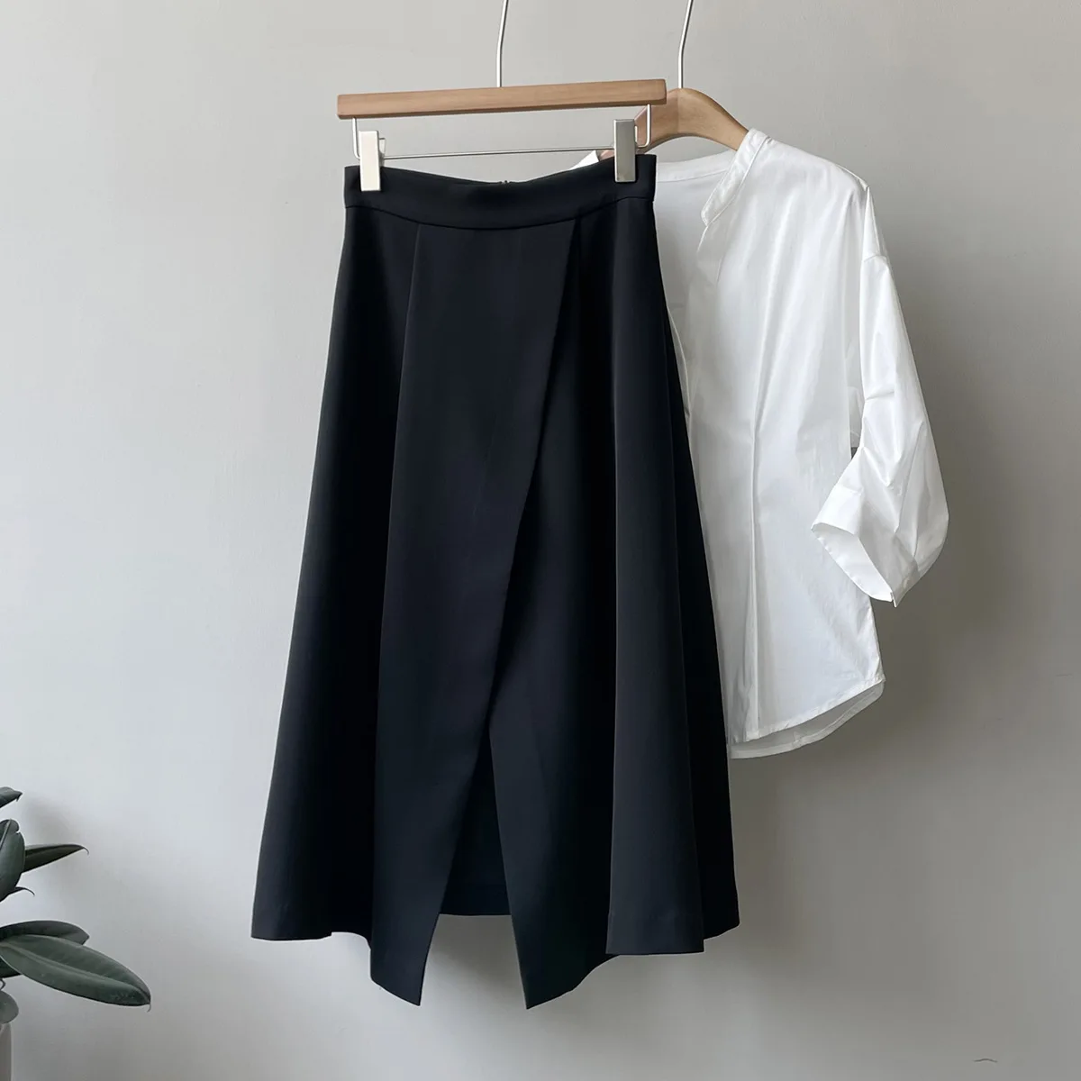 Women's Skirts High Waist Mid-Length A-line Skirt Business Lounge Pleated Women Bottoms Elegant Split