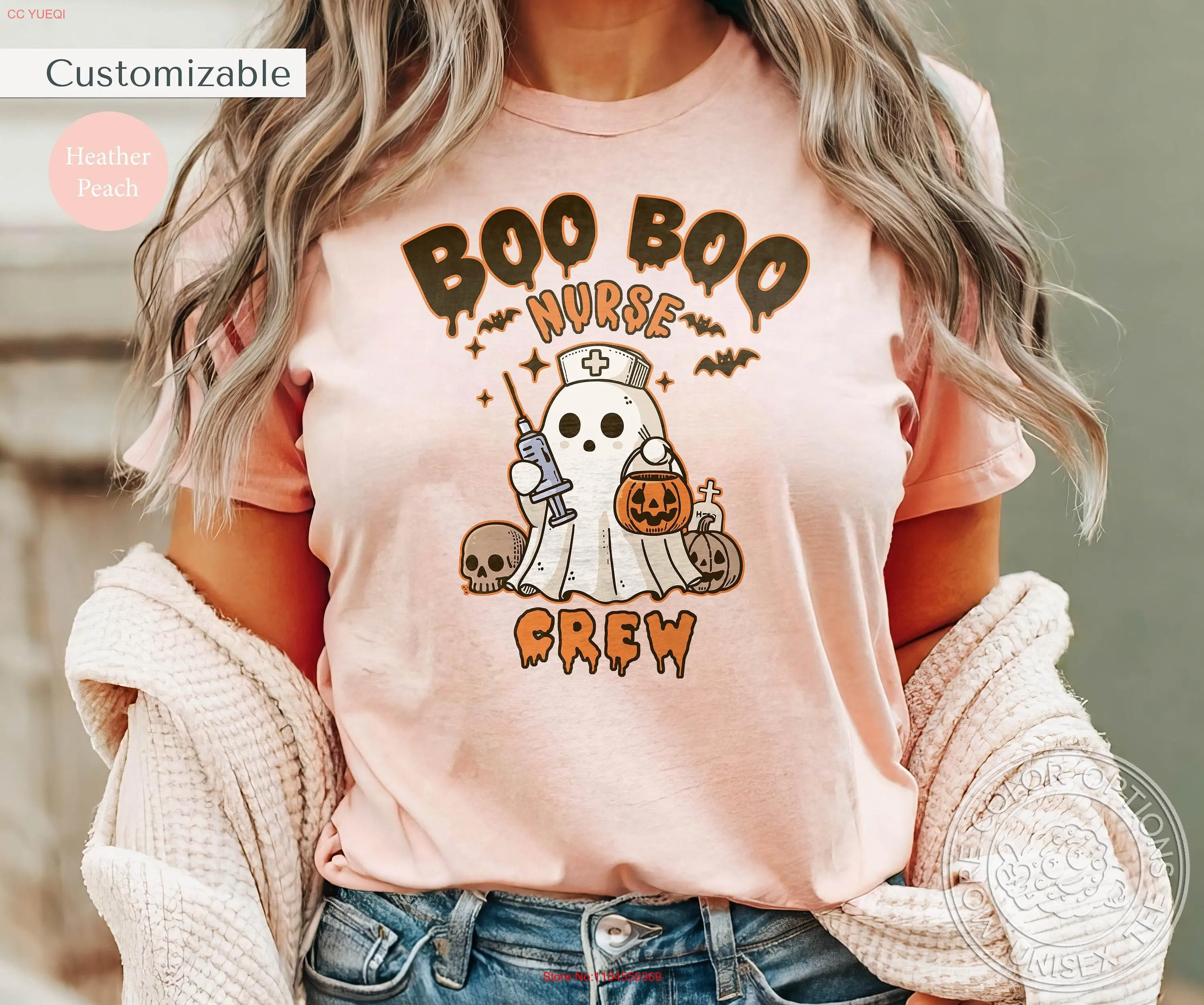 Halloween Nurse Boo T shirt Spooky doodles cute Crew Funny nursing studenT Trick or Treat party tee long or short sleeves