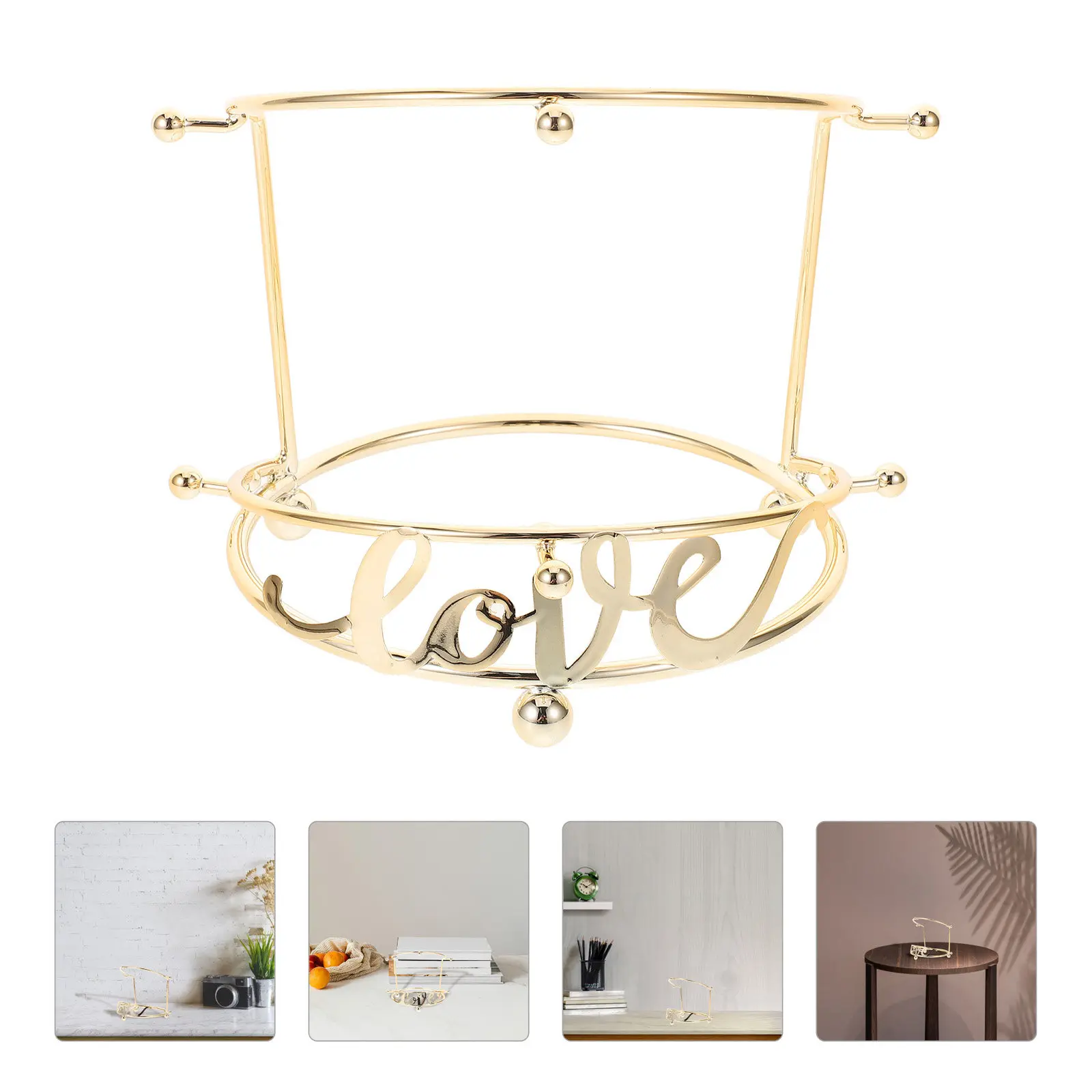 Elegant 2 Layers Metal Crown Display Stand Tiara Holder Wedding Hair Accessories Organizer Tabletop Headband Organizer Rack