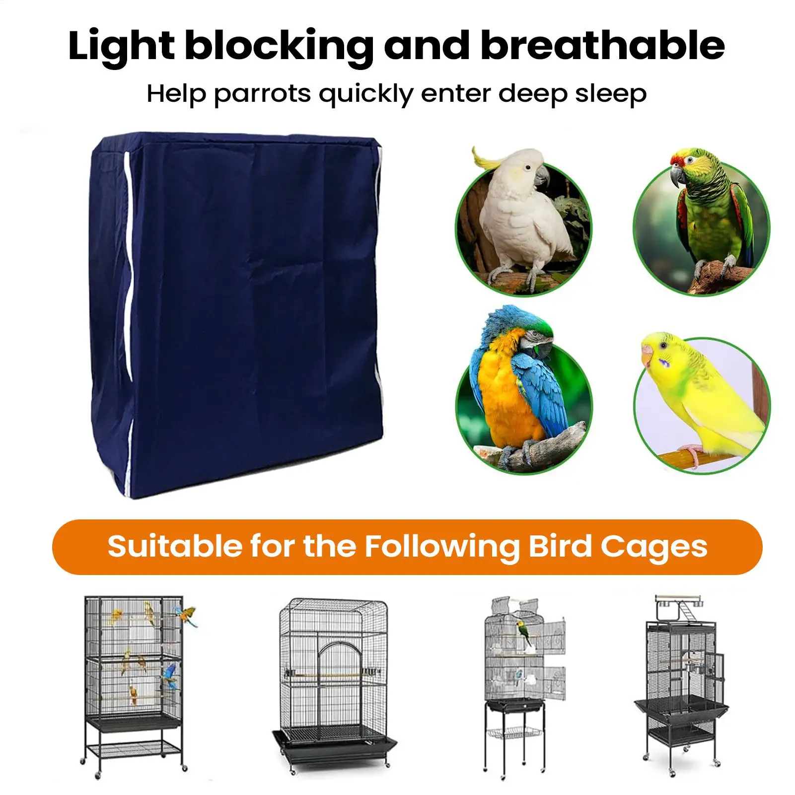 Bird Cage Cover Light-Blocking Washable Square Parrot Cage Cover Night Protector For Indoor Home Living Room Playing Sleeping
