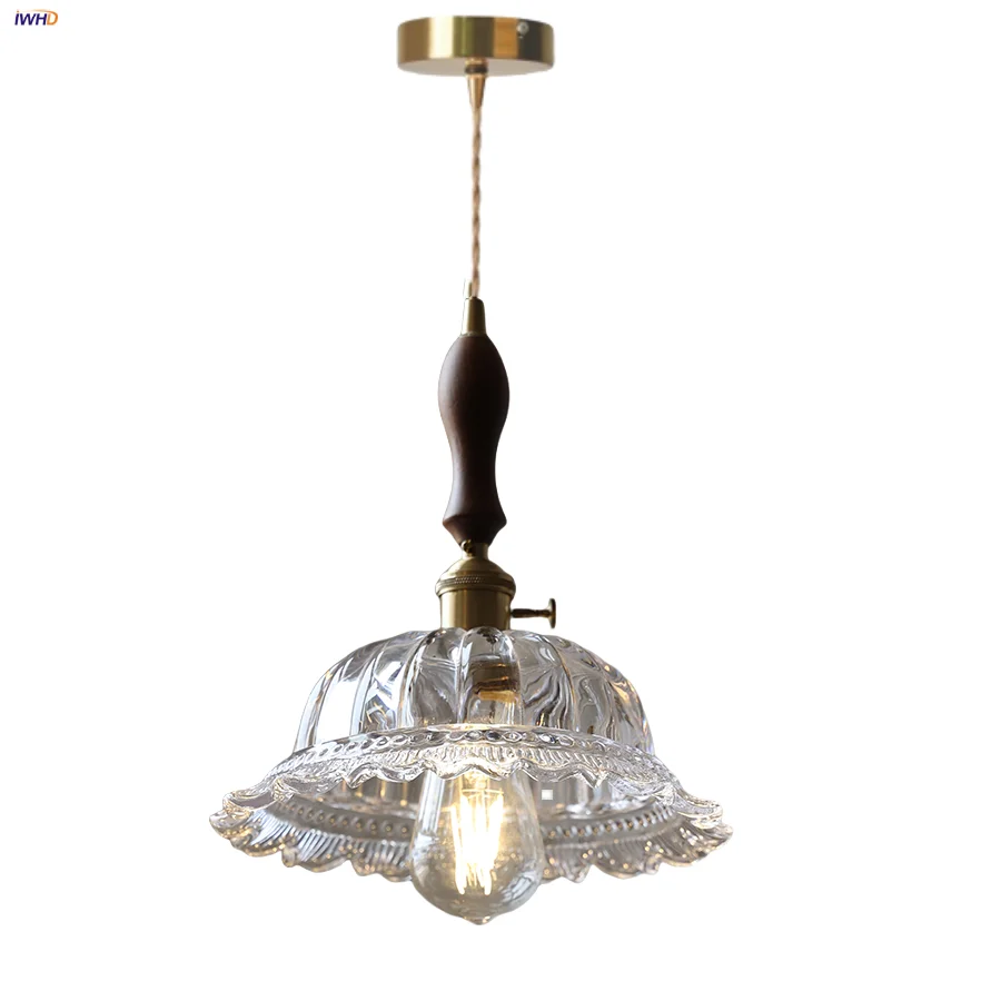 iwhd-walnut-wood-led-pendant-light-fixture-clear-flower-glass-copper-knob-switch-living-dining-room-decor-japan-style-hang-lamp