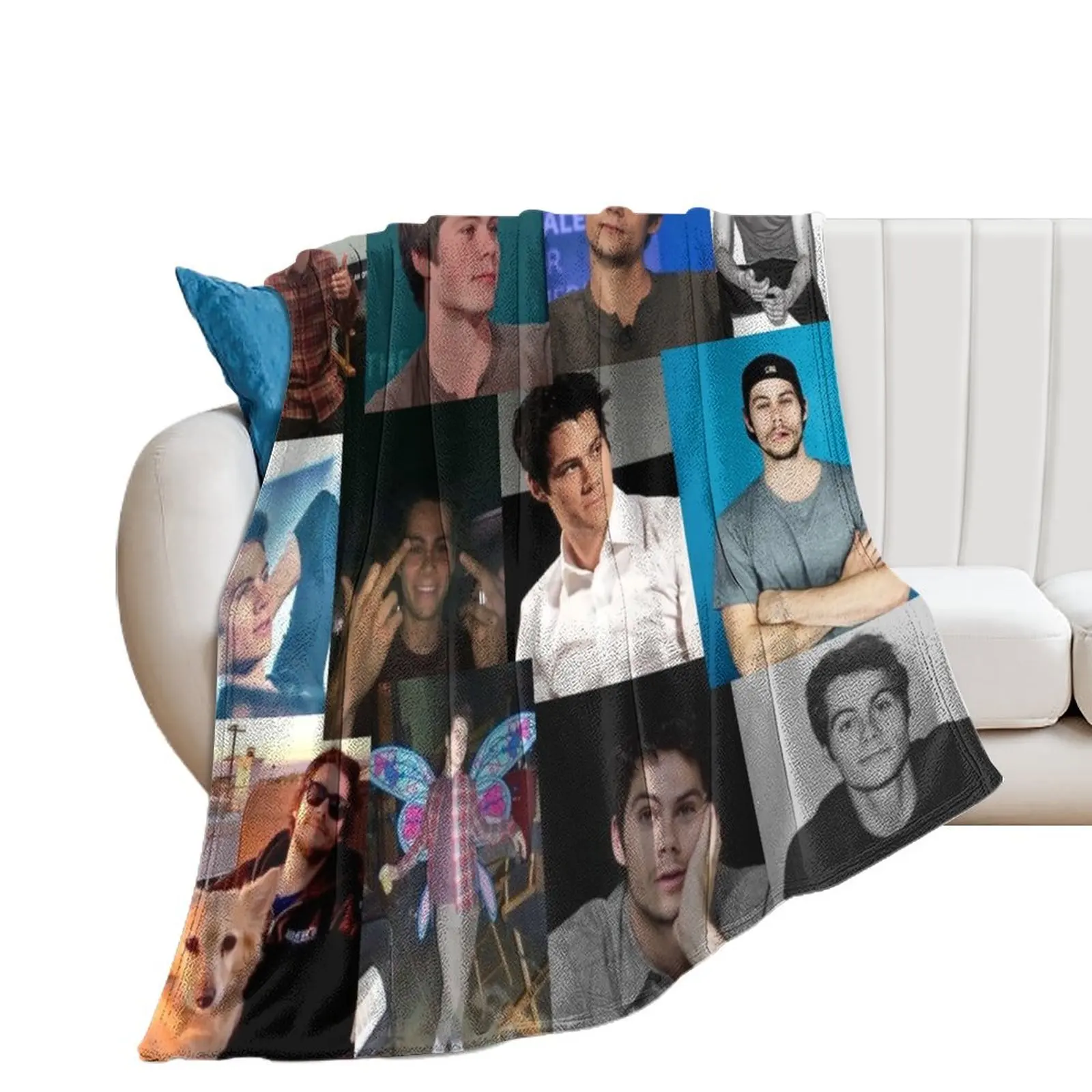 

Dylan O'Brien pic collage Throw Blanket Plaid warm winter Plaid on the sofa Softest Blankets