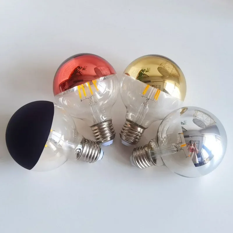 Edison Shadowless LED Semi-galvanized Reflective Bulb E27 G80 4W 2700K Bulb Interior Decoration Light Source Retro Bulb