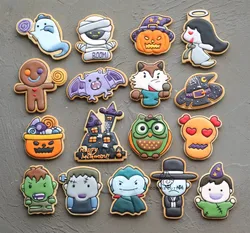 Halloween Pastry Pressable Mold Witch Ghost Vampire Pattern Pumpkin Shape Cookie Cutters 3D Cake Decorating Tools Professional