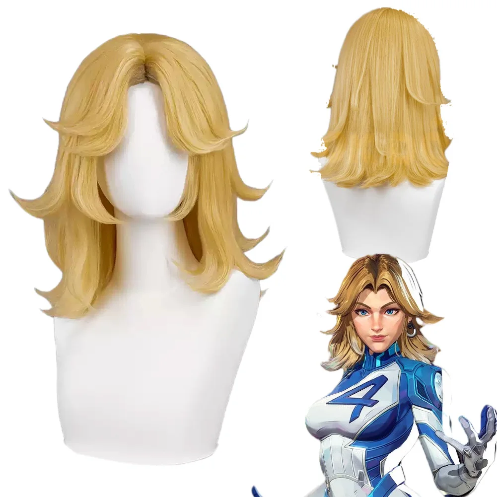

Susan Storm Wigs Cosplay Costume Accessories Game Rival Disguise Yellow Wig Headgear Women Adult Halloween Party Carnival Suit