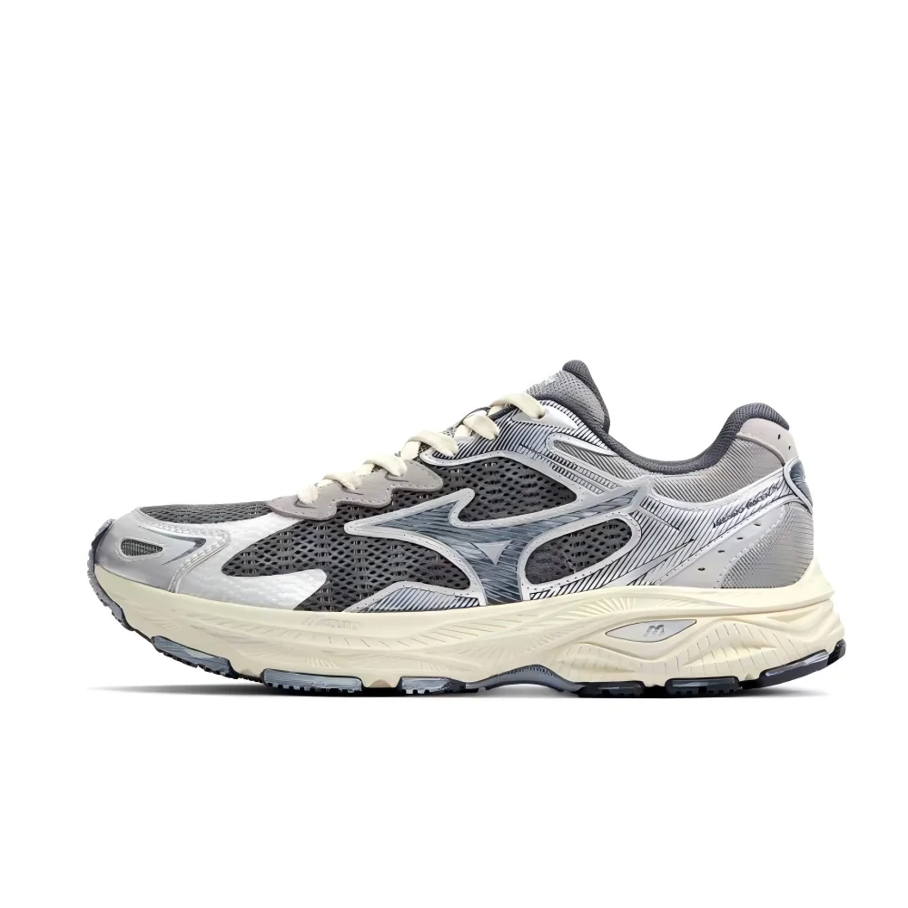 Mizuno Racer S Unisex Silver/Gray/Blue Low-Top Runners – Breathable Mesh, Fashionable Training Silhouette & Comfort D1GH223519