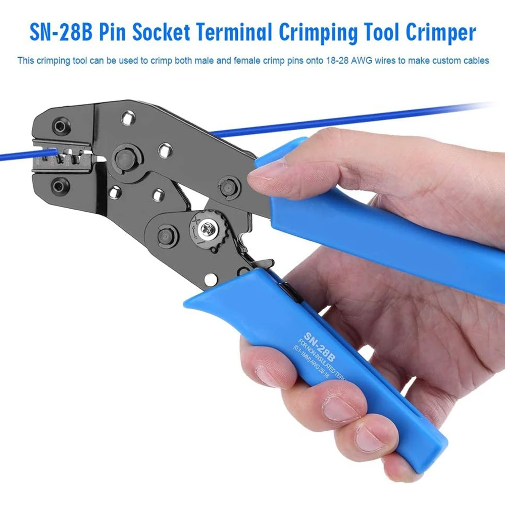 Crimp Tools + SN-28B Pin Socket Terminal Crimping Tool Crimper Ratcheting Crimper for AWG 28-18 D-Sub Crimper