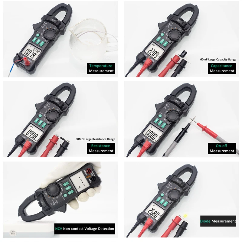 AC DC Current Digital FUYI FY219 Clamp Meters High Precision Multimeter True RMS Auto Range VFC Capacitance NVC Universal