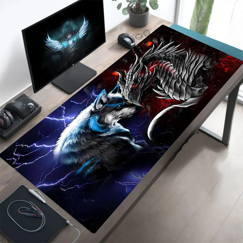 Large Mouse Pad Animal Mysterious Dragon Wolf desk pad Keyboard Pad Office Computer Laptop Gaming Learning Accessories Rubber