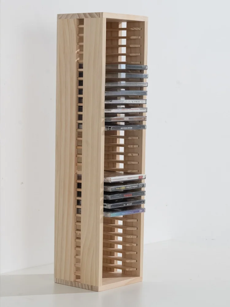Pure  Wood  DVD Storage Rack Game Disc Organizer Tape Switch Retro Shelf PS4 Home Organization Utility Goods