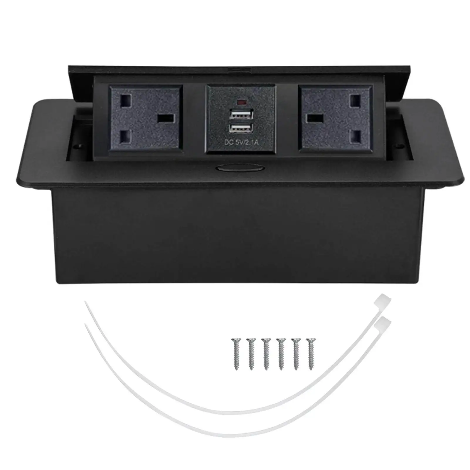 

Настольная выдвижная розетка с 2 трехконтактными гнездами и 2 портами USB, многофункциональная, для дома и отеля