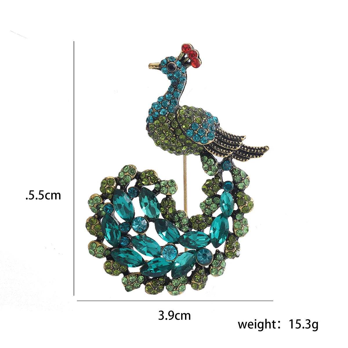 Beaut&Berry Beautiful Rhinestone Peacock Brooches for Women Unisex Animal Pins Casual Party Accessories New Year Gifts Friends