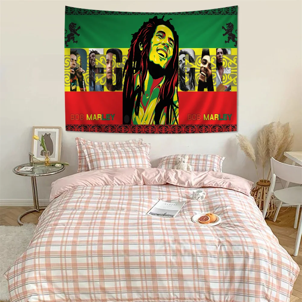 Bob Marley Reggae Music Jamaican Style Cartoon Tapestry Art Science Fiction Room Home Decor Wall Hanging Home Decor