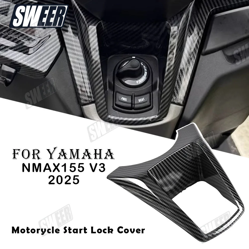 

Motorcycle Start Lock Carbon Fiber Cover Compatible With Yamaha NMAX155 V3 2025 Electric Door Lock Protective Cover
