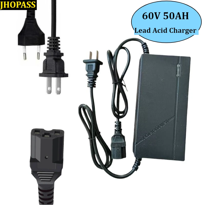Smart 60V 50AH GEL AGM Dry Lead Acid Battery LED Charger for Motorcycle E-bike Scooter AC110V to 220V EU US UK AU Plug/Adapter