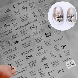 5D English Letter Words Nail Stickers Decals Lettering Sliders Adhesive Nail Art Stickers Tips Decorations DIY Manicure