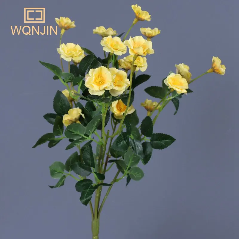 Small Roses Artificial Flower Wedding Garden Table Rose Bouquet Arrangement Home Party Fake Plant Simulation Decoration