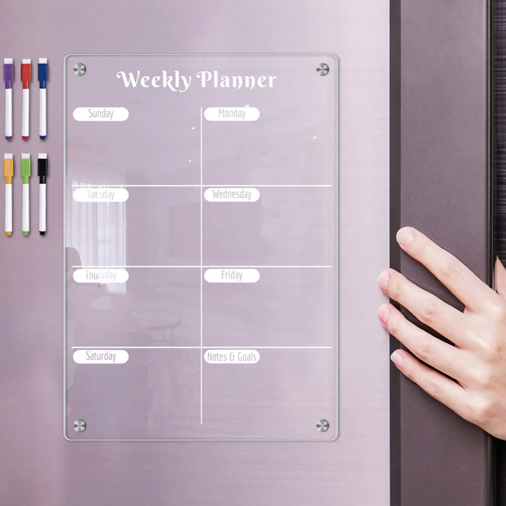 2pcs-acrylic-weekly-menu-planner-dry-erase-board-magnetic-fridge-organizer-erasable-reusable-clear-writing-board-for-kitchen