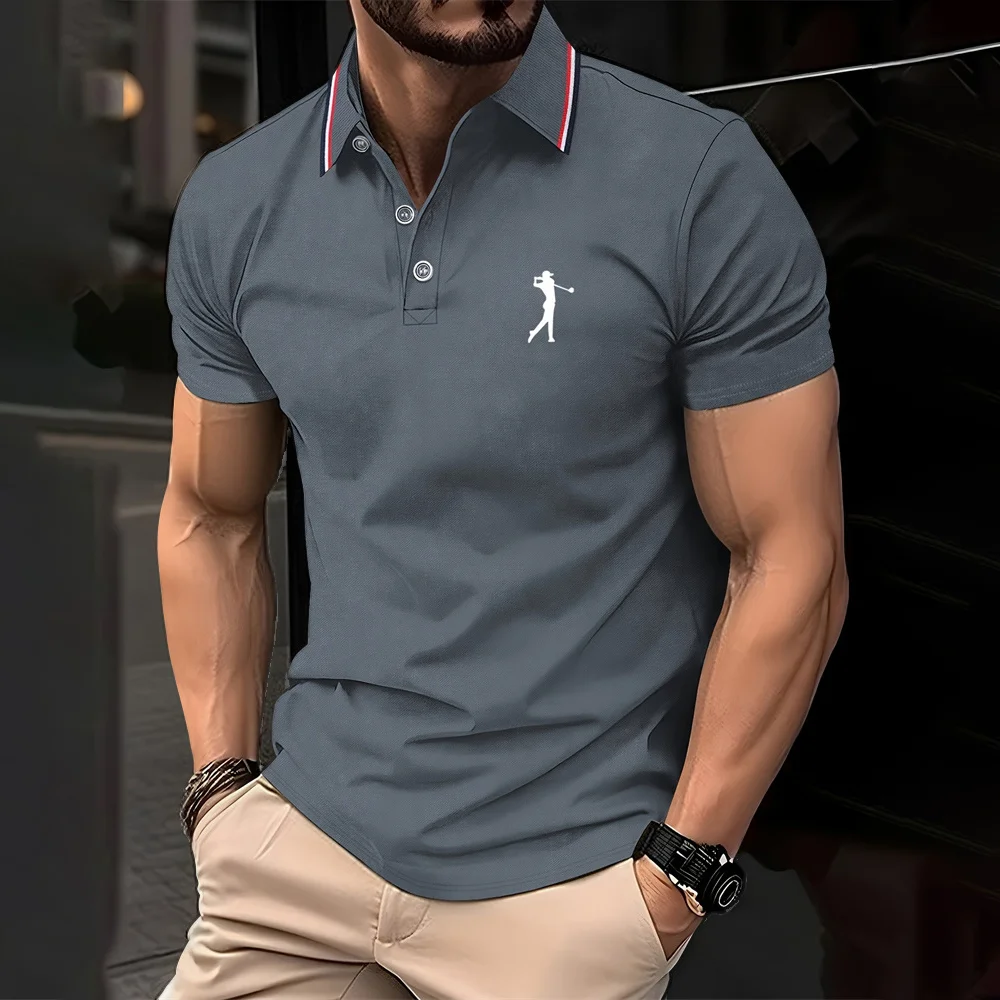 

Men's Polo Shirt Golf Shirt Outdoor Casual Polo Collar Classic Short Sleeve Basic Button Front Button-Down Summer Regular Fit