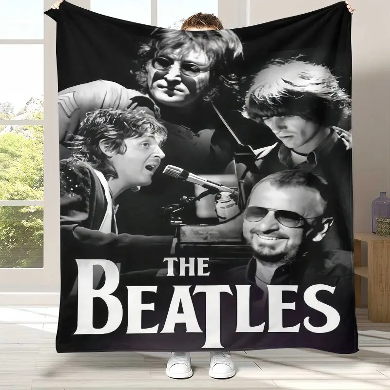 Vintage Fab Four The B-Beatles Abbey Road Rock Band Flannel Throw Blanket,Cozy Warm Blanket for Bed,Sofa,Living Room,Home Decor