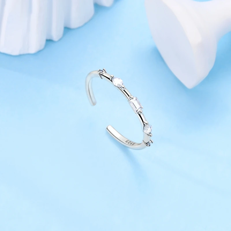 925 فضة البحر الأزرق الكنز غير محدود حبل والقوس و الشمس القمر ستار الزركون حلقة مفتوحة السيدات رومانسية مجوهرات اكسسوارات #6