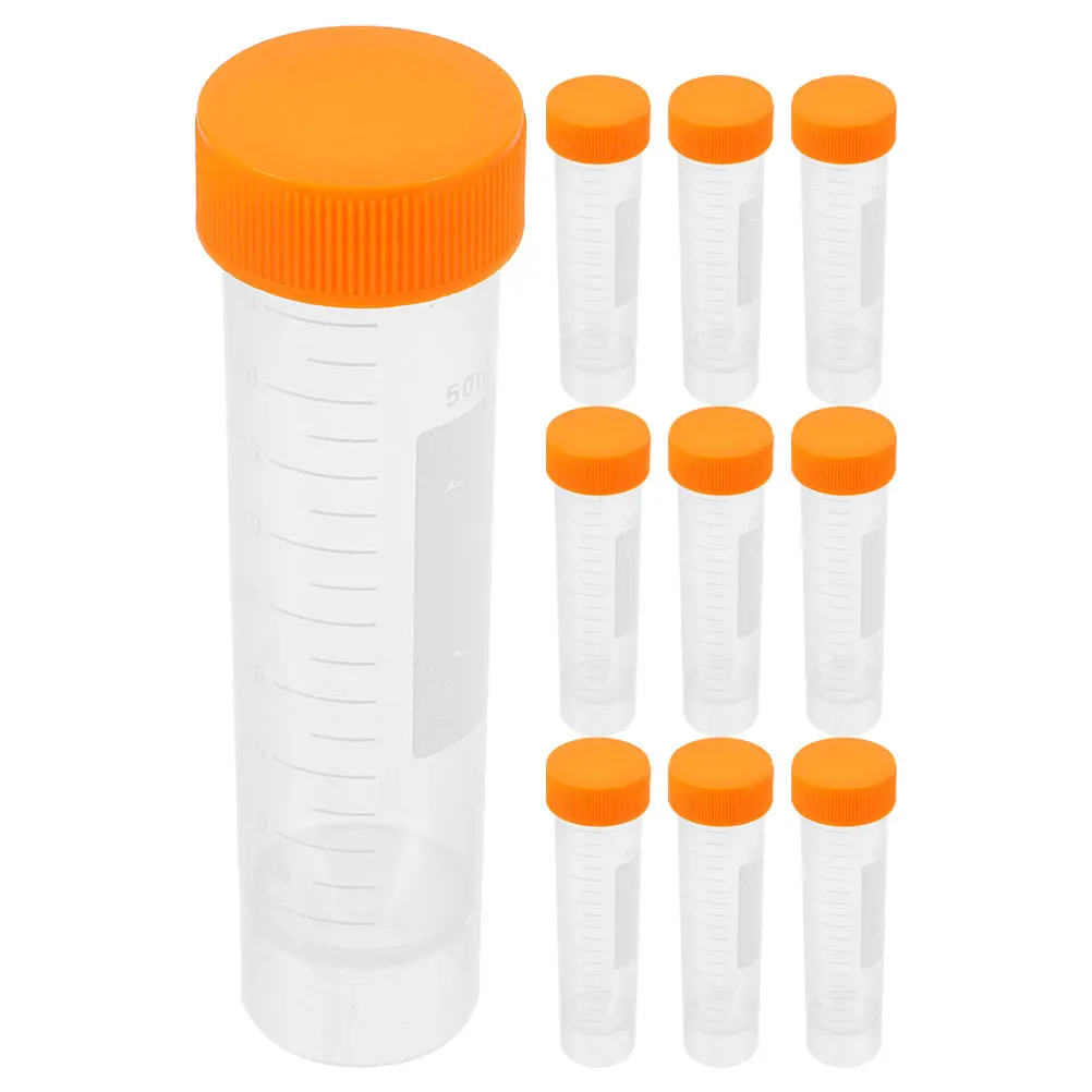 

10pcs Tubes 50Ml Plastic Test Tubes Screw Caps For Scientific Experiments Liquid Vials 50 Ml